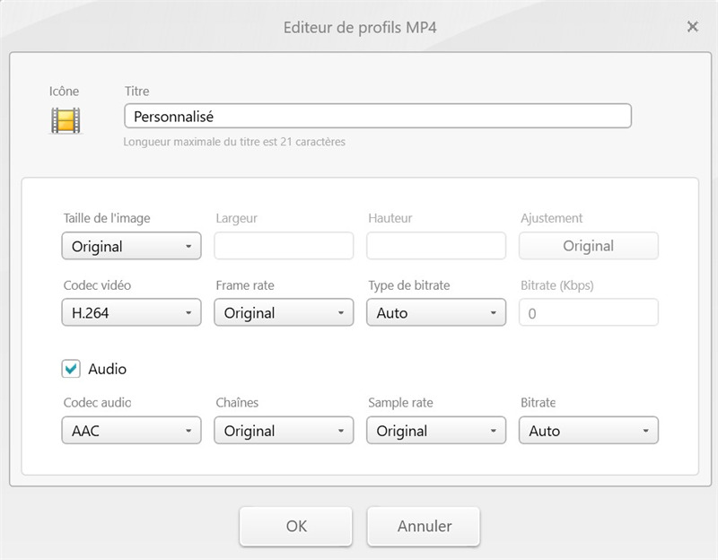 paramètres de Freemaker