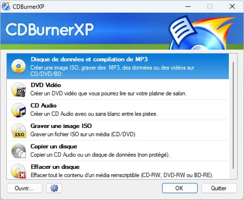 Ouvrir un fichier iso avec CDBurnerXP