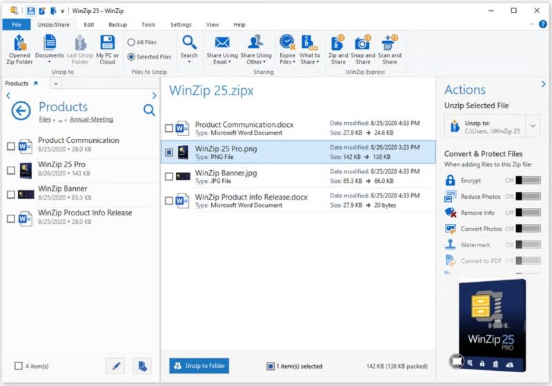 WinZip peut extraire les fichiers d’un ISO